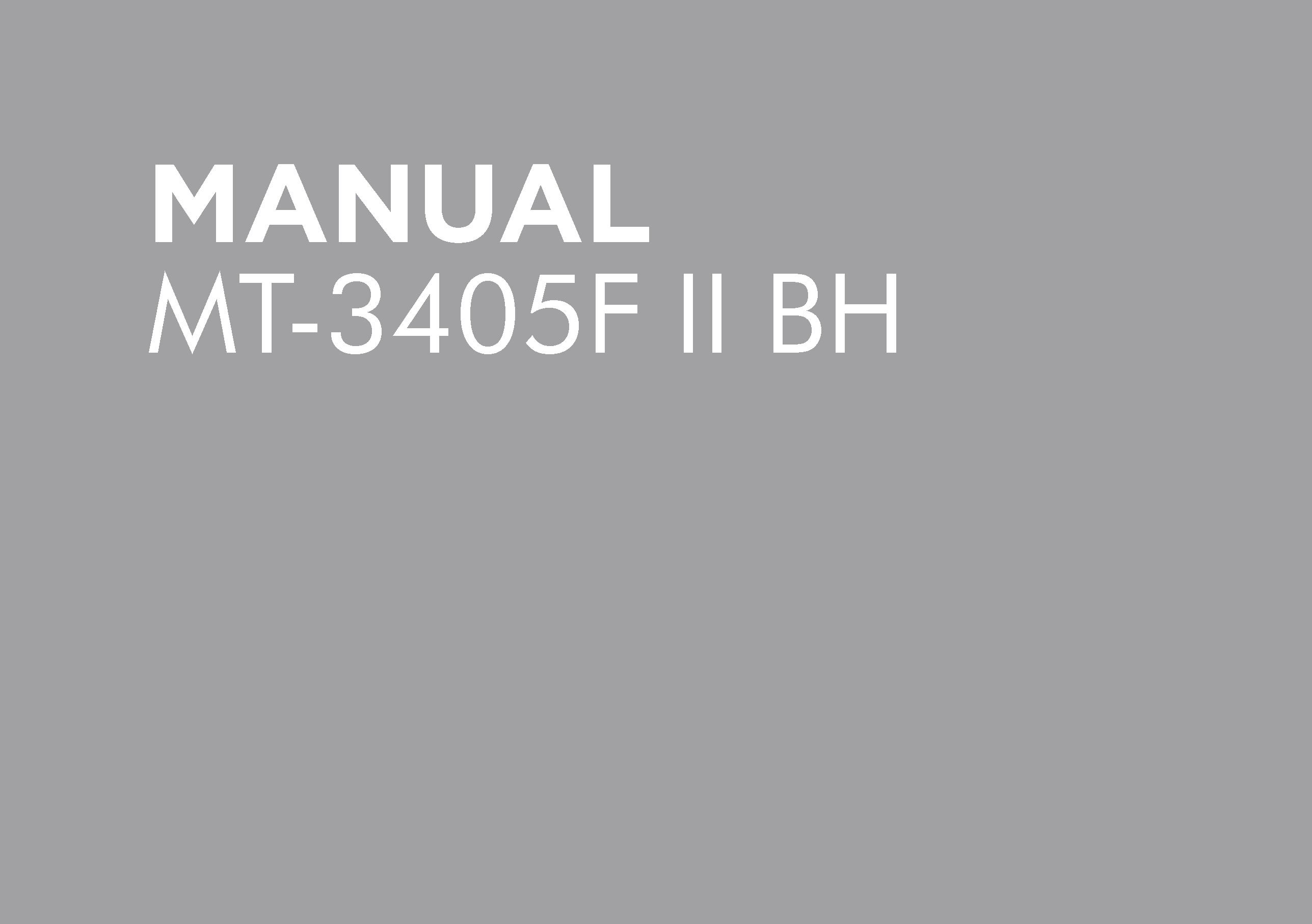 MT-3405F 11 BH OPERATORS MANUAL