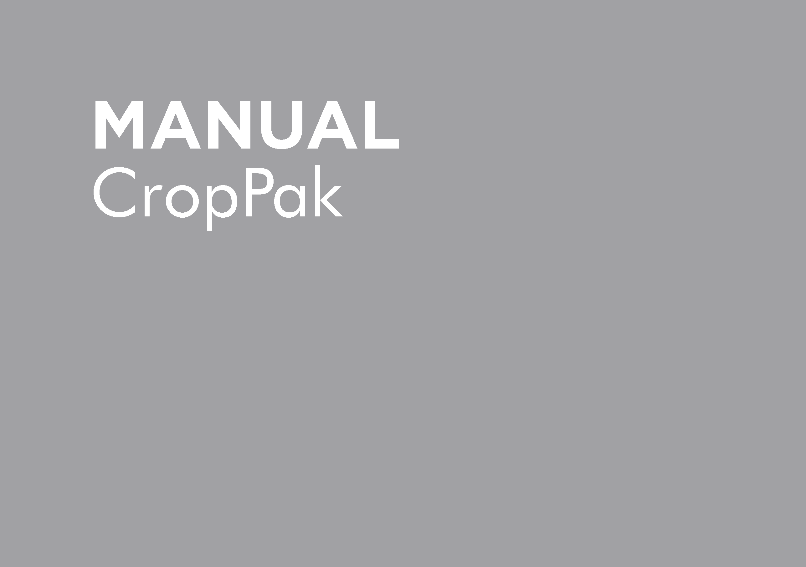 CROPPAK OPERATORS MANUAL VC