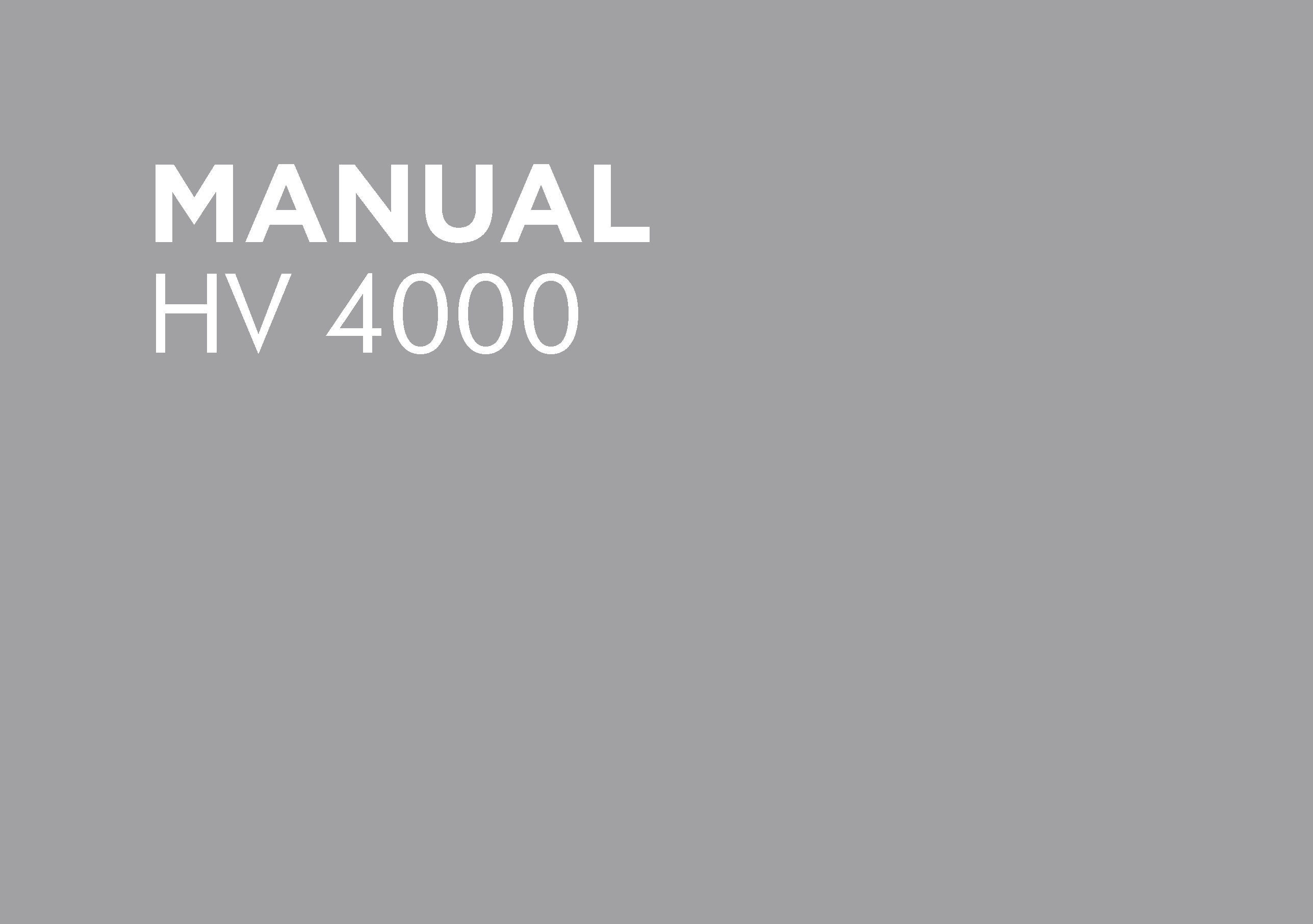 HV4000 OPERATORS MANUAL